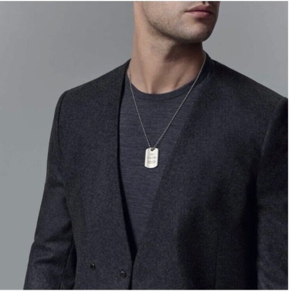 24" Tiffany & Co 1837 Dog ID Tag on Bead Chain Necklace Mens Unisex - Picture 2 of 7